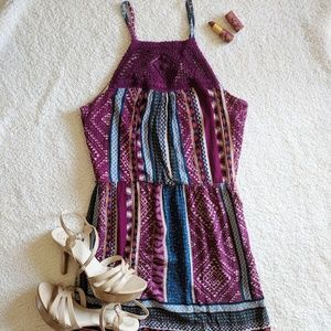 Patterned Dress with Crochet Detailing
